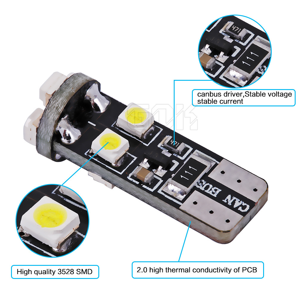 T10 8smd 3528 1210 Led Canbus No Obc Error 12v 24v Lamp depo auto lamp 194 168 W5w T10 Led Canbus Interior light Bulb White