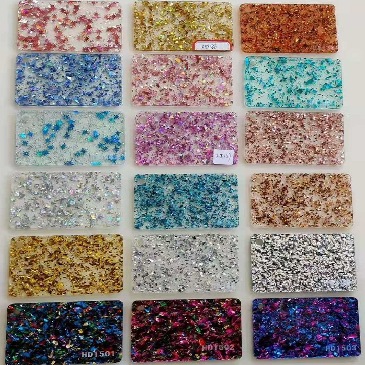 3mm Laser Cutting Colorful Glitter Cast Acrylic Sheet PMMA Plastic Sheet/Board/Plate