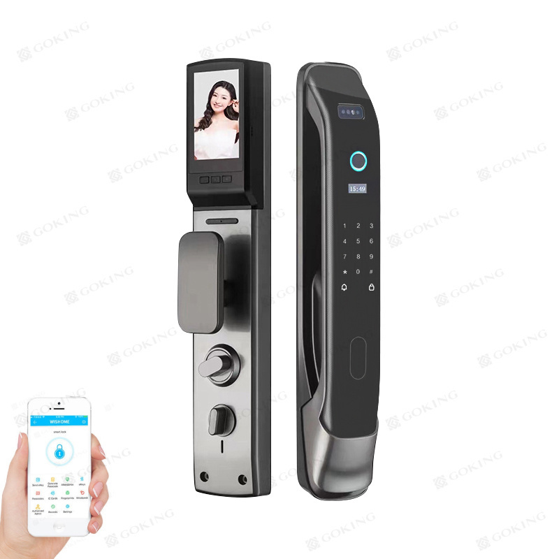 Goking Wifi Smartlock Oem Electronic Biometric Fingerprint Gate Smart Digital Exterior Security Front Door Lock With Camera