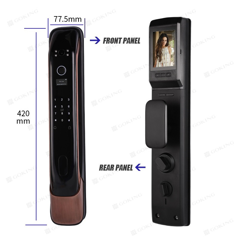 Goking 3D Face Recognition Keyless Security Digital Biometric Fingerprint Access Front Door Lock Smart Wifi Tuya APP Gate Lock