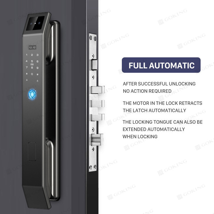 Goking Wholesale Automatic Keyless Digital Biometric Fingerprint Lock Electric Face Recognition Front Door Lock For Outdoor Gate