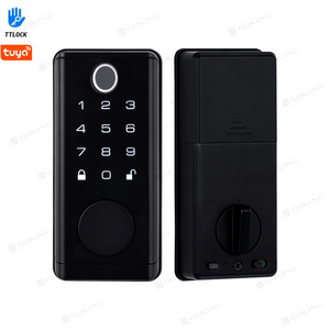 Goking tuay ttlock app remote control digital smart door lock biometric fingerprint automatic ble black american deadbolt lock