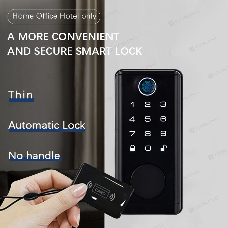 Goking tuay ttlock app remote control digital smart door lock biometric fingerprint automatic ble black american deadbolt lock