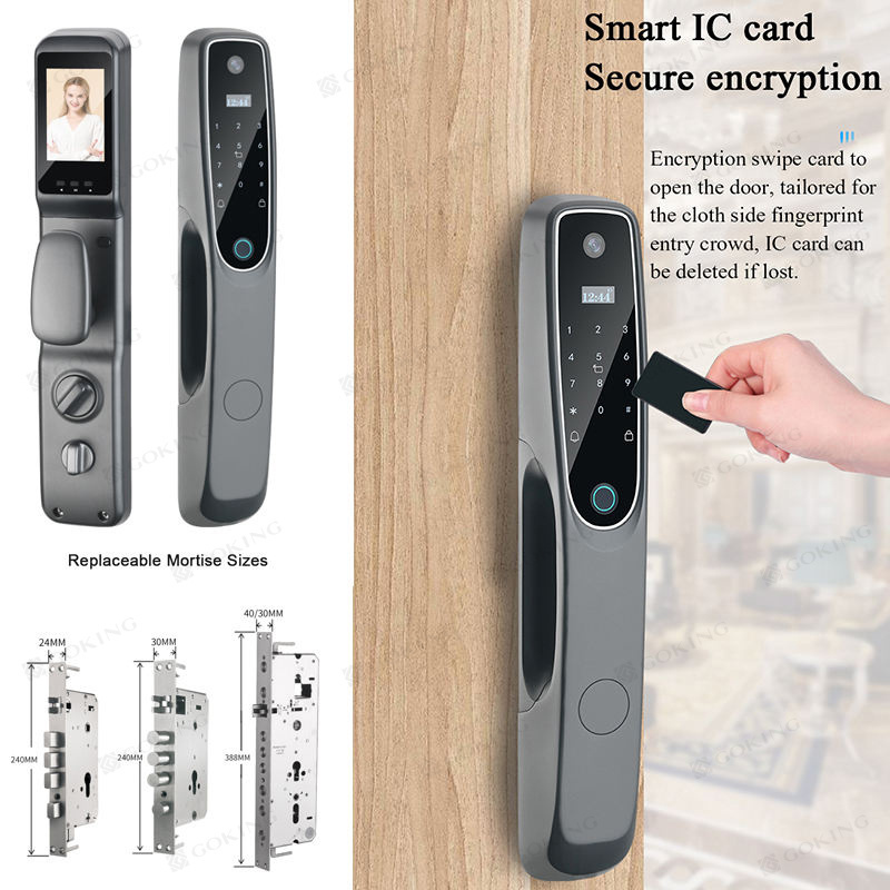 Goking wholesale cheap price tuya remote control smart lock fingerprint locker lock with usb charging camera and doorbell