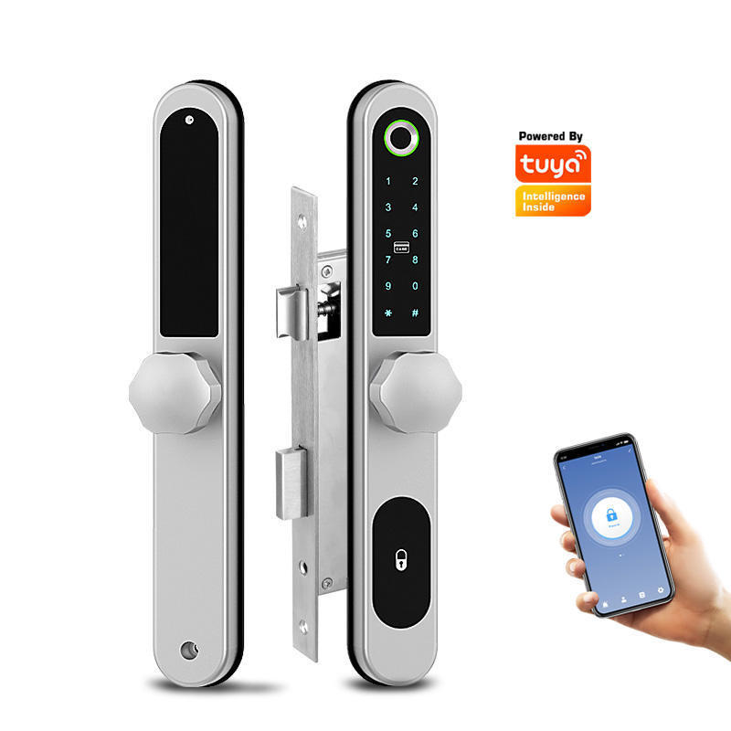 Goking tuya Bluetooth fingerprint broken bridge aluminum doors smart lock sliding glass door lock handle and lock