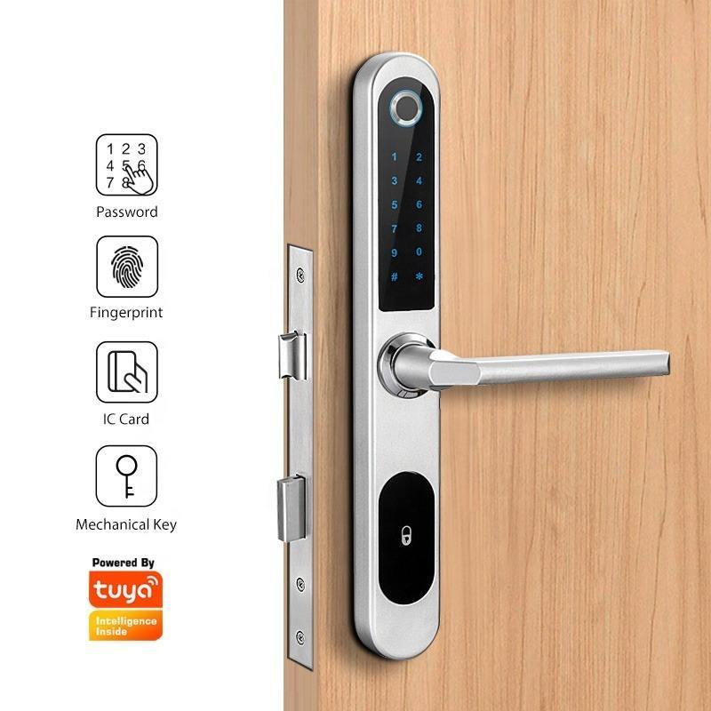 Goking tuya Bluetooth fingerprint broken bridge aluminum doors smart lock sliding glass door lock handle and lock