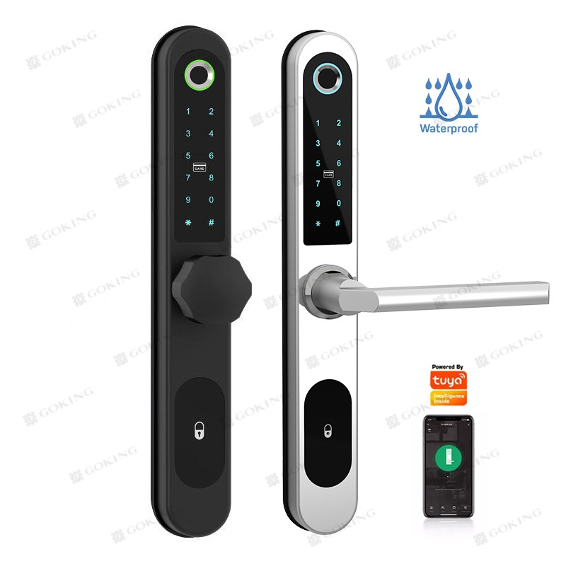 Goking tuya Bluetooth fingerprint broken bridge aluminum doors smart lock sliding glass door lock handle and lock