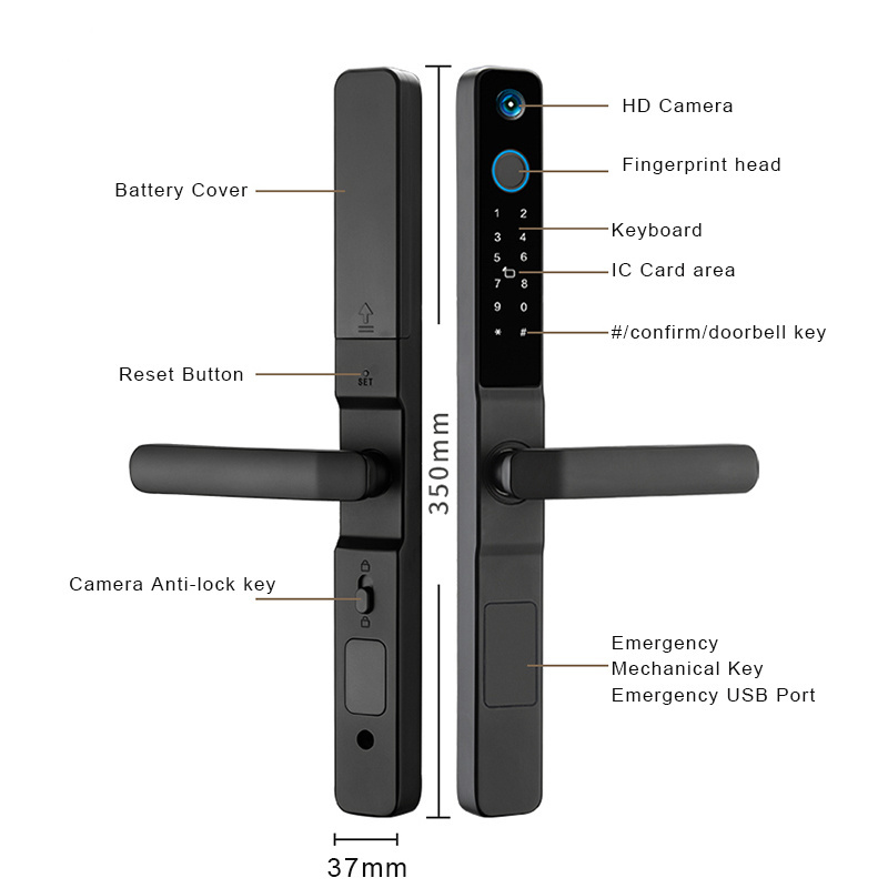 Goking anti-theft safety fingerprint ttlock app sliding door white handle lock hook waterproof outdoor smart lock with handle