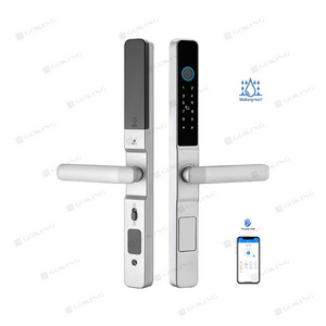 Goking anti-theft safety fingerprint ttlock app sliding door white handle lock hook waterproof outdoor smart lock with handle