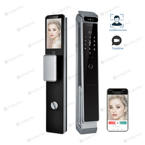 Goking video intercom camera door lock 3d face recognition smart door lock fingerprint keyless entry for front door