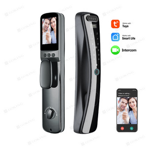 Goking 2024 new arrival real time video call smart lock 3d facial recognition tuya app remote control keyless entry door lock