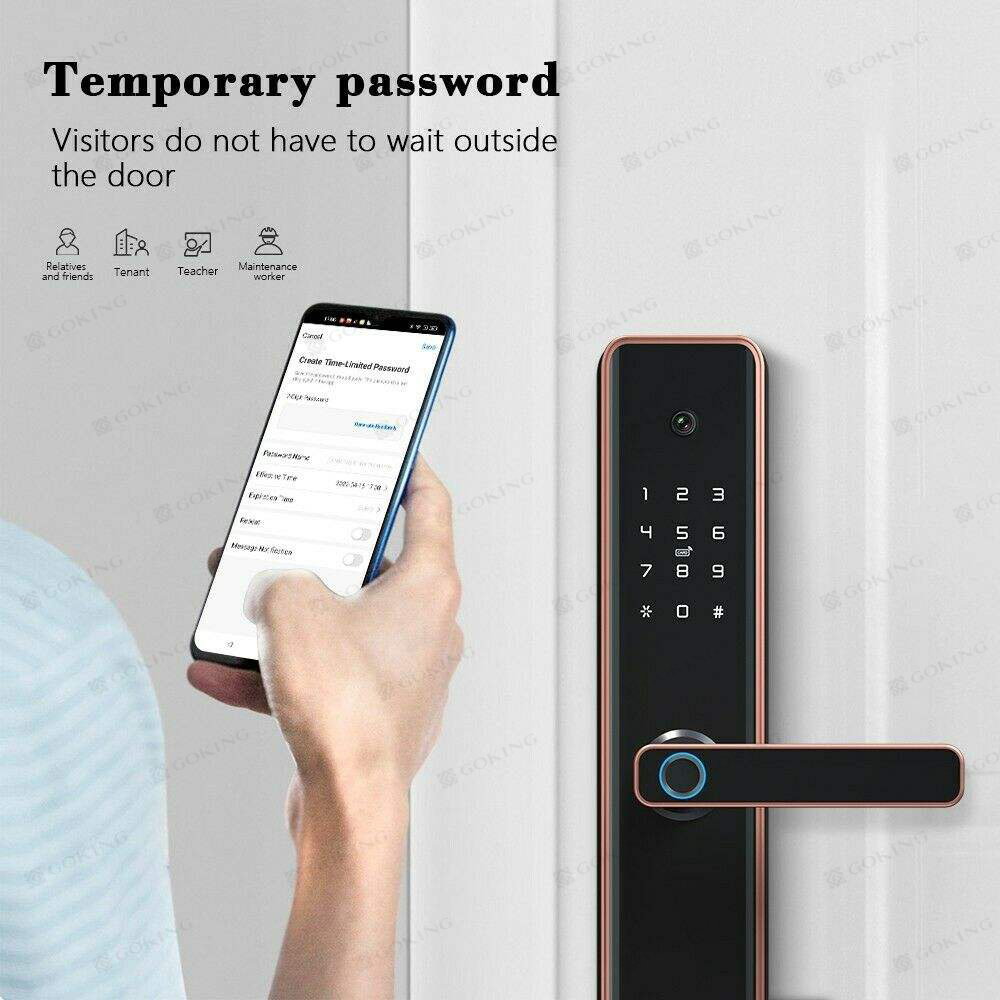 Goking high security fingerprint lock home furniture electronic touch keypad tuya smart gate lock with camera and doorbell