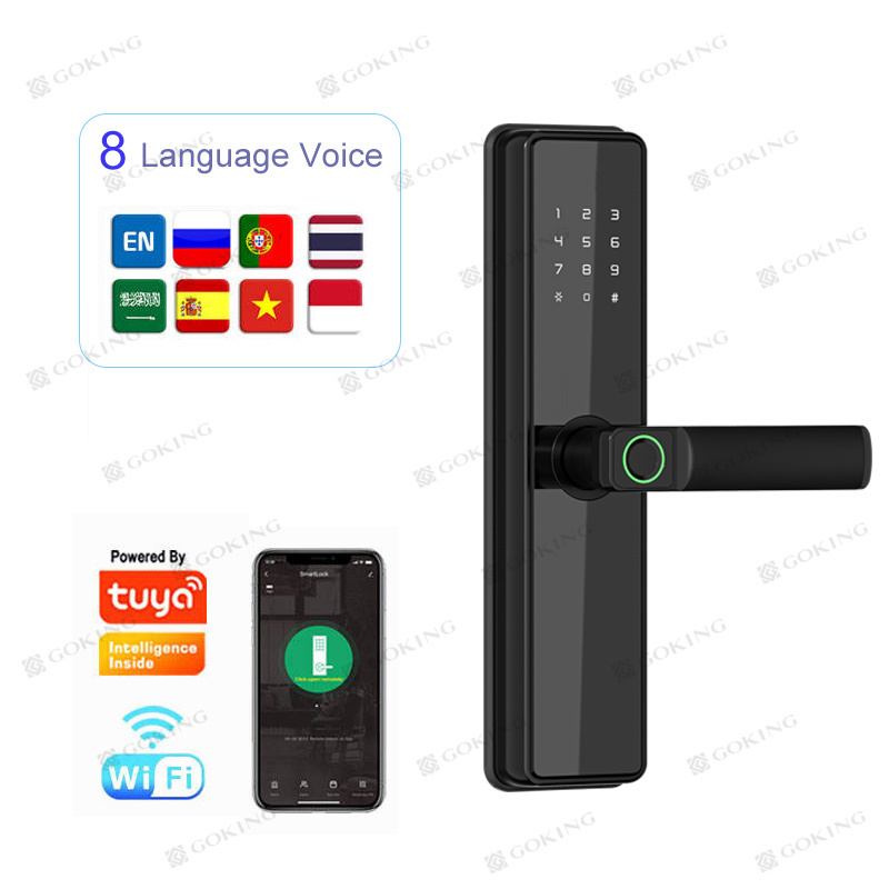 Goking Fingerprint Digital Password Keyless Apartment Home Room Lock Tuya APP Wifi Keyless Smart Door Handle Lock