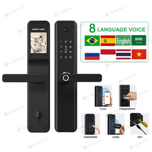 Goking high security fingerprint lock home furniture electronic touch keypad tuya smart gate lock with camera and doorbell