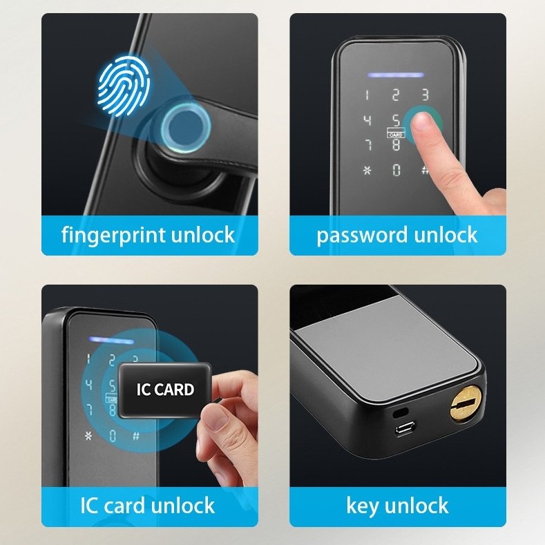 Goking Safety Ble Cheap Ttlock Lock Smart Digital Front Door Handle Electronic Fingerprint Tuya App Home Remote Lock Bluetooth