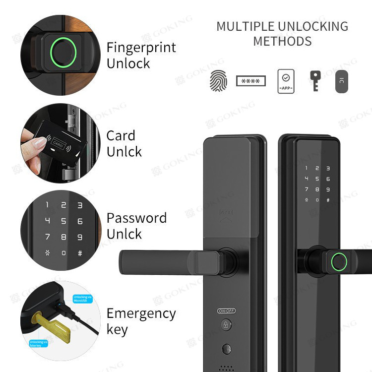 Goking Fingerprint Digital Password Keyless Apartment Home Room Lock Tuya APP Wifi Keyless Smart Door Handle Lock