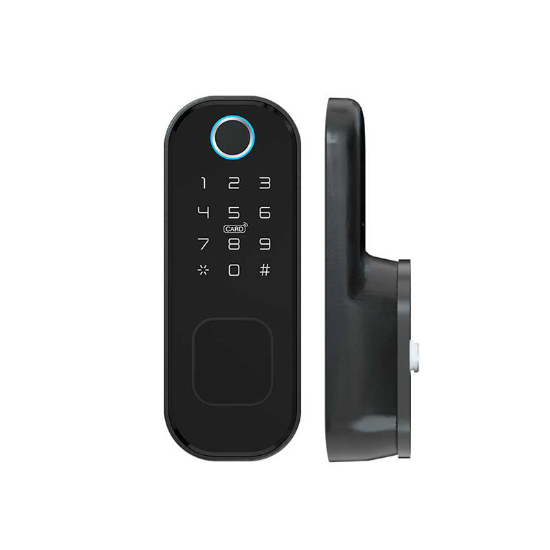 Goking tuya ttlock app remote control high security card rim lock double sided smart fingerprint door lock biometric