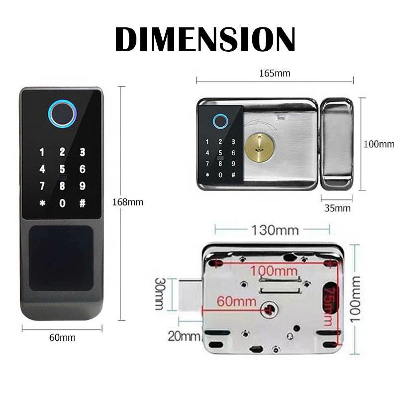 Goking electric double side fingerprint rim lock IP66 waterproof outdoor smart lock biometric for outdoor gate