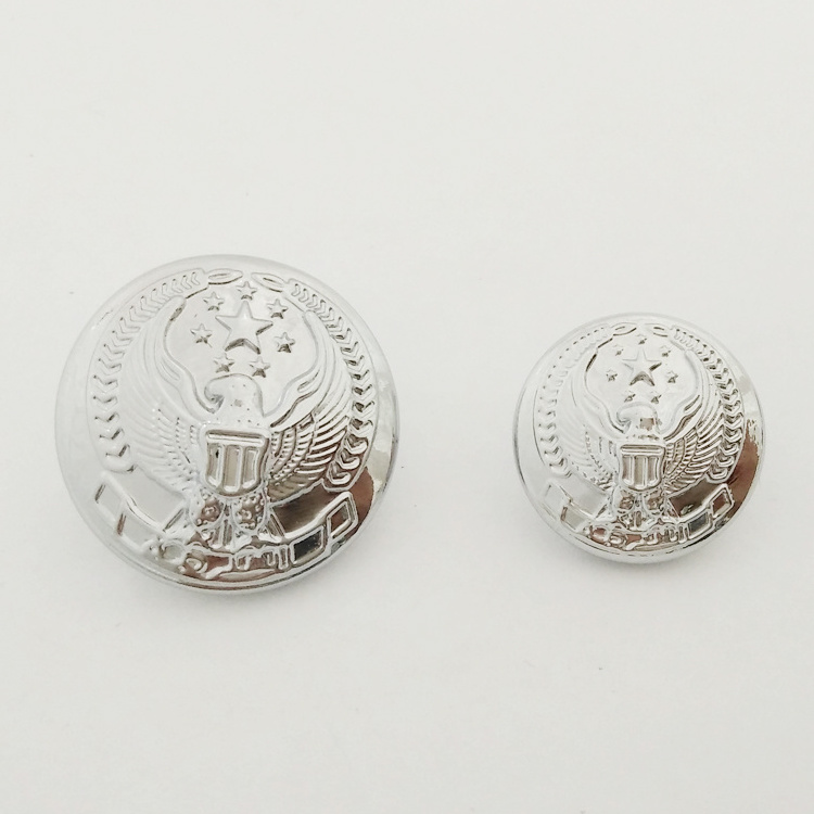 Silver Customized Brass buttons for uniform clothing