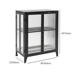 Industrial Easy To Install Iron metal 2 Door Display Cabinet Metal Foldable Sideboard furniture for home