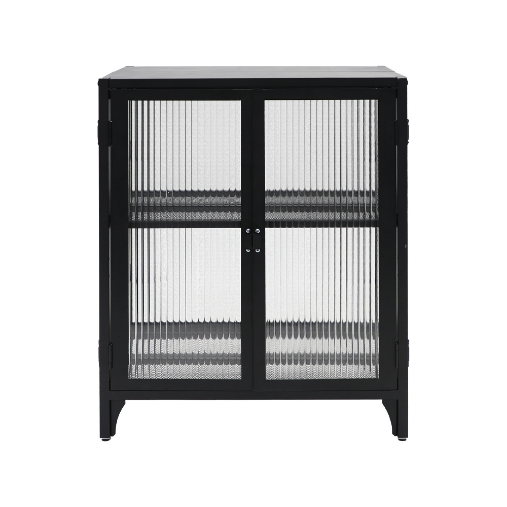 Industrial Easy To Install Iron metal 2 Door Display Cabinet Metal Foldable Sideboard furniture for home