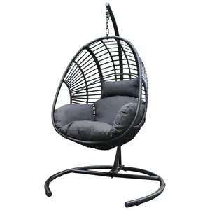 New Wholesale Designer Egg Swing Chair Cozy High-quality Modern Circle Hanging Swinging Indoor OutdoorRattan Egg Swing Chair