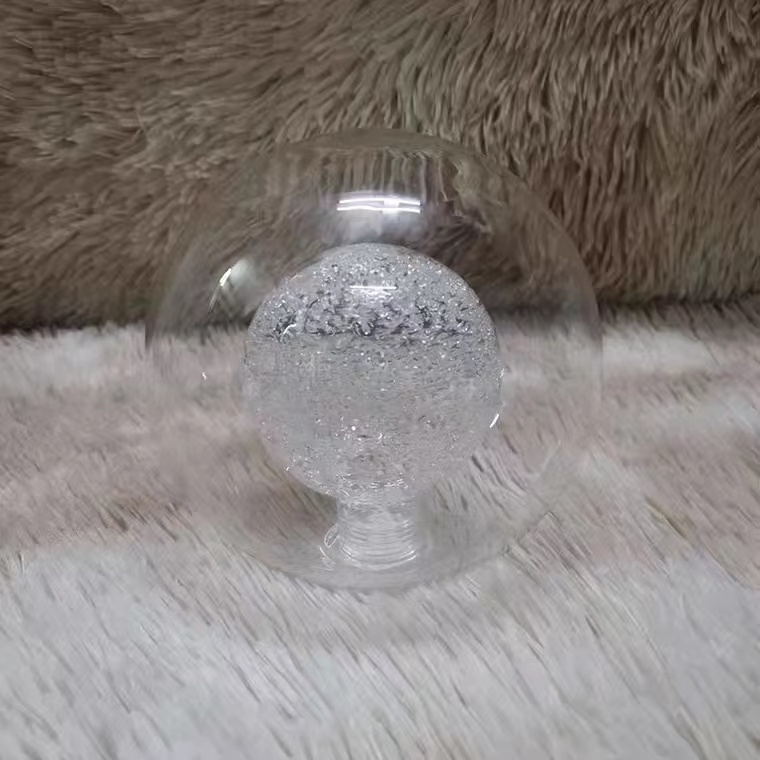 Custom Made Clear Round Double-wall White Seed Ceiling Pendant Glass Lamp Shade With Inner G9 Thread