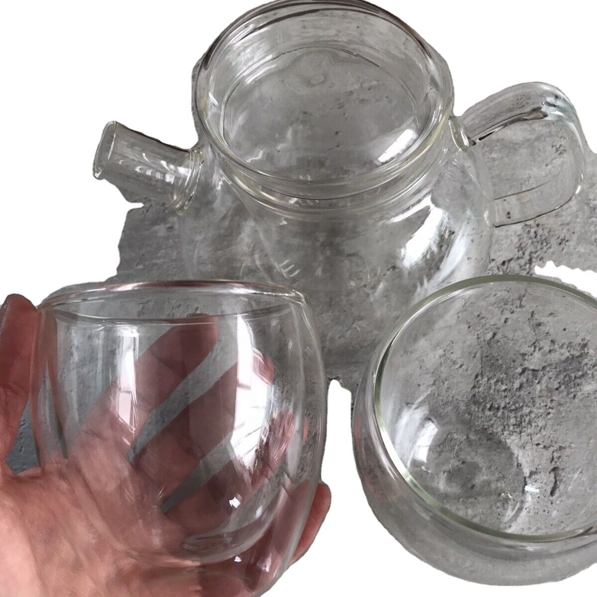 Bulk Clear Hand Blown Cone 200ml Glass Teapot