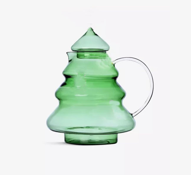 Wholesale Customized Christmas Tree Shaped Glass Juice Jug Water Pots Colored Glass Carafe