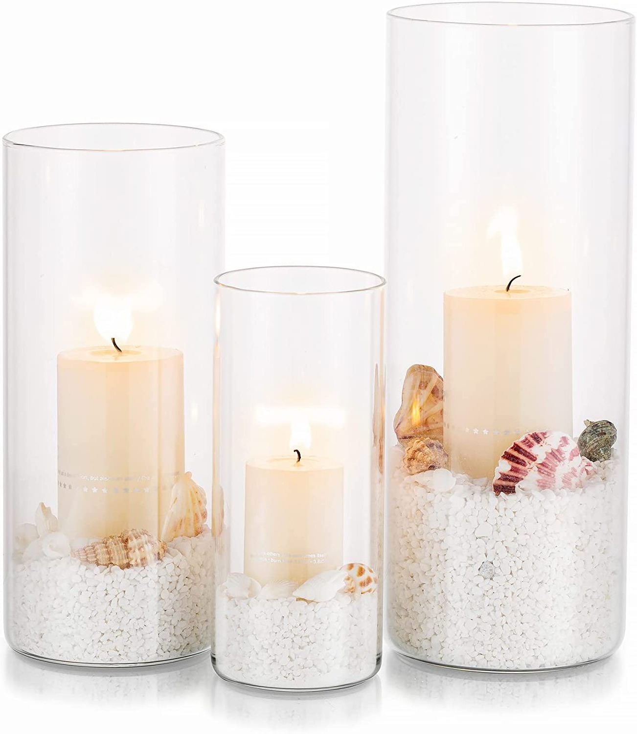 Hand Blown Tall Glass Votive  Floating Candle Holders for Pillar Candles Cylinder Vases for Centerpieces Table Wedding