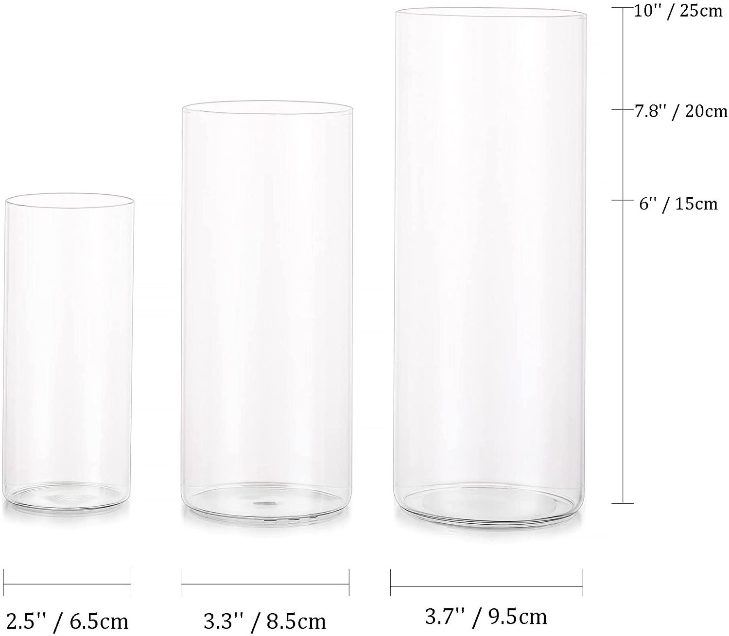 Hand Blown Tall Glass Votive  Floating Candle Holders for Pillar Candles Cylinder Vases for Centerpieces Table Wedding