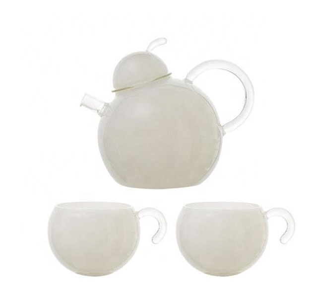 Wholesale Customized Heat Resistant Glass Teapot Cup Sets Cute Coffee Tea Kettle with Filter