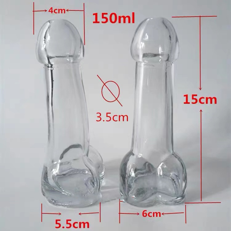 Custom Made Hand-blown Transparent Penis Shape Drinking Wine Glass Bottle Cocktail Cup Bar Party Glass Cup