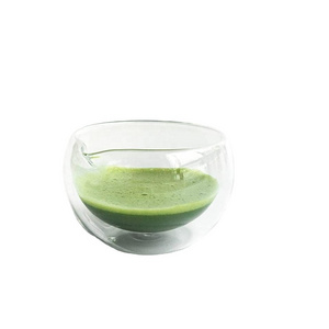 Custom Clear Traditional Japanese Style Glass Matcha Bowl With Pouring Spout Green Tea Cup Mug