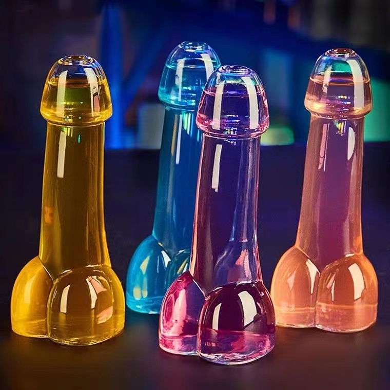 Custom Made Hand-blown Transparent Penis Shape Drinking Wine Glass Bottle Cocktail Cup Bar Party Glass Cup