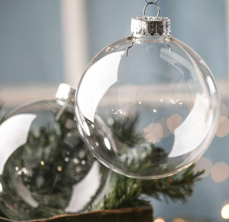 Custom Made Clear Hanging Glass Ball Christmas Tree Decorative Ornaments