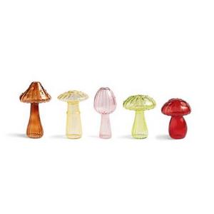 Wholesale Customized Nordic Spray Color Hand-blown Colored Delicate Mushroom Shape Glass Bud Vase with Dots and Holes