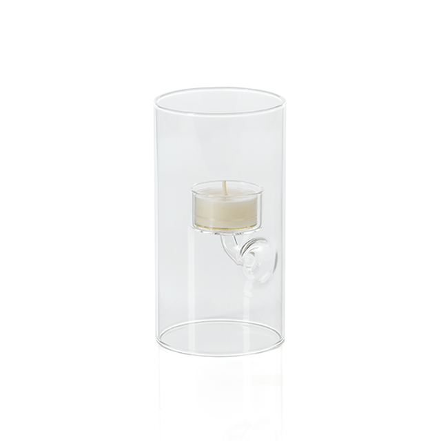 Customized Blown Clear Borosilicate Cylinder Suspended Glass Tea Light Floating Votive Candleholders