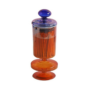 Wholesale Customized Colored Unique Design Glass Match Jar Match Holder Cloche Bottle with Striker Paper