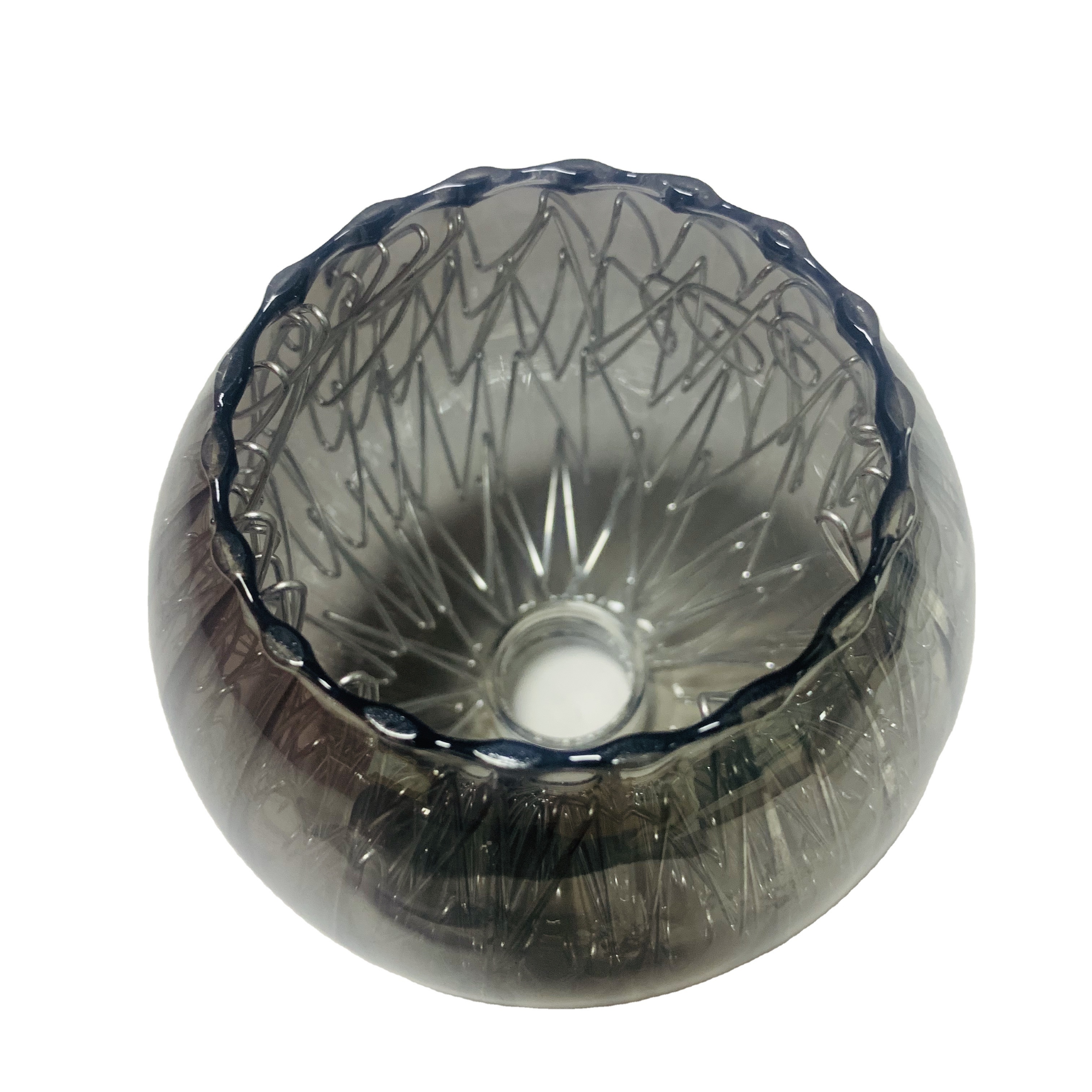 Custom Made Creative Borosilicate Glass Flower Edge Ribbed Glass Ball Lamp Shade with Internal G9 Thread