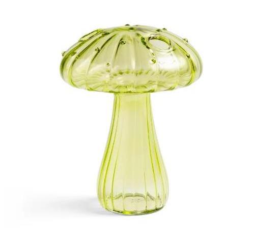 Wholesale Customized Nordic Spray Color Hand-blown Colored Delicate Mushroom Shape Glass Bud Vase with Dots and Holes