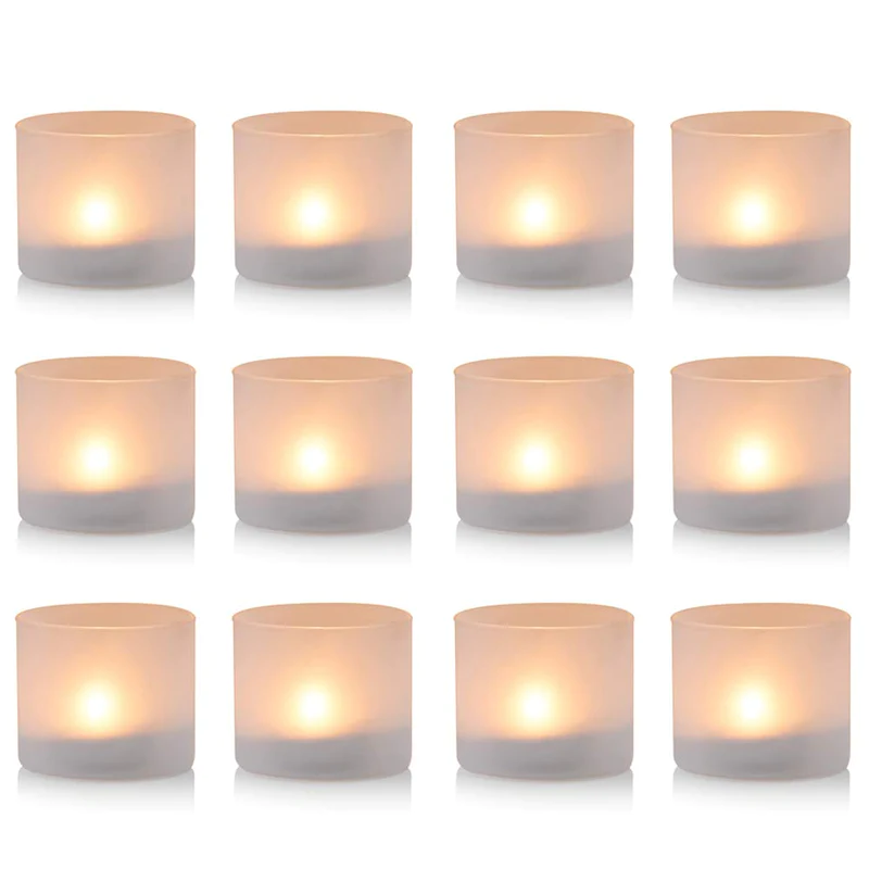 Hand Blown Borosilicate Mini Cylinder Frosted Glass Tealight Votive Candle Holder for Wedding Party Favors Home Decor