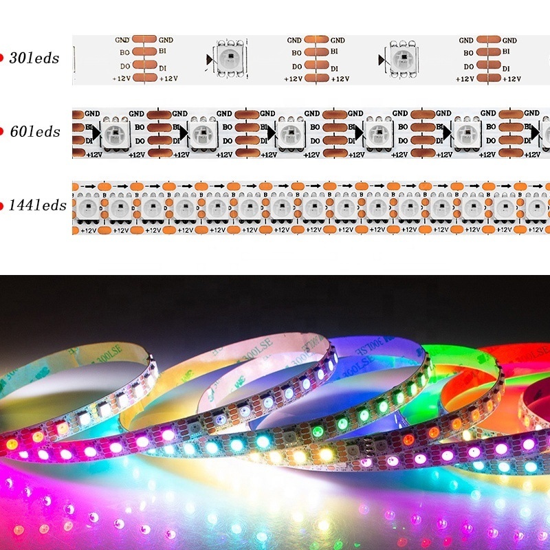 5v ws2812b Individually Addressable rgb pixel Led Strip Dream Color 30/60/144 Leds/m Strip Smart RGBIC ws2812 Led Strip Light