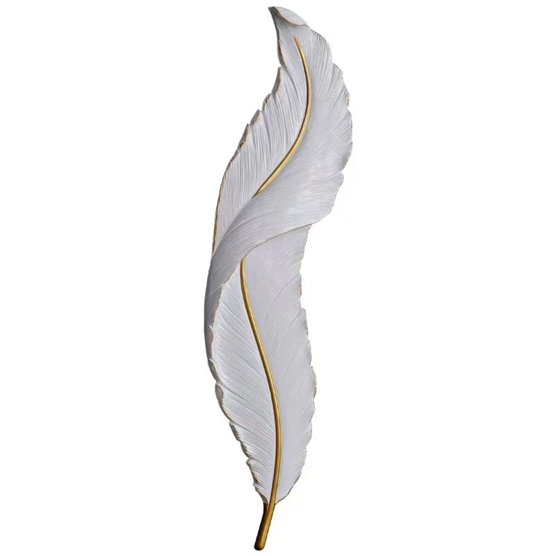 Feather Home Hotel Decoration High Quality Resin White Black Multi Size Villa Project Modern Creative Indoor LED Wall Lamps