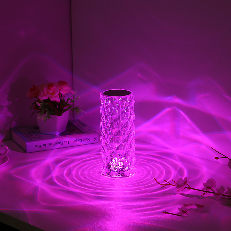 Crystal Diamond Rose Led Table Light White RGB 16Colors Touch Remote Control USB Rechargeable Romantic Atmosphere Table Lamp