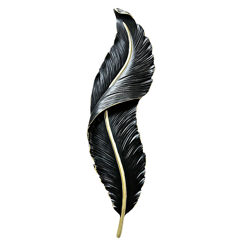 Feather Home Hotel Decoration High Quality Resin White Black Multi Size Villa Project Modern Creative Indoor LED Wall Lamps