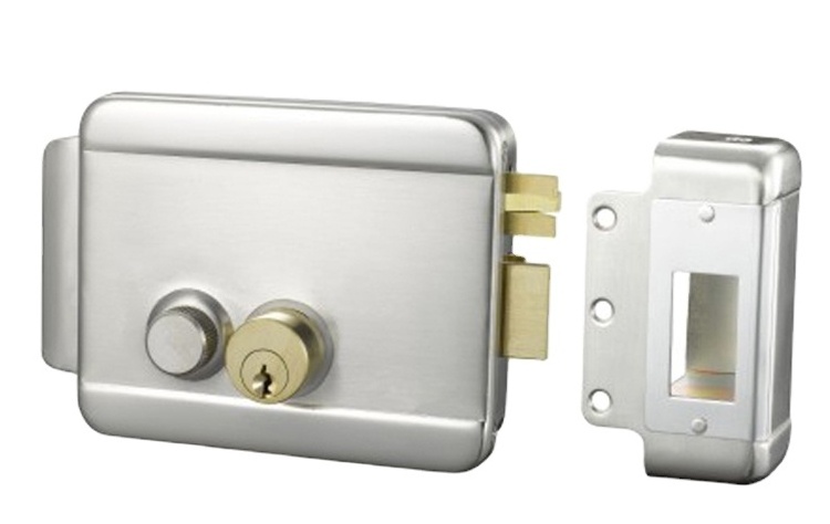 Double Cylinder electric rim lock  Iron Nickle-Plated High-Copy SS304 for access control system