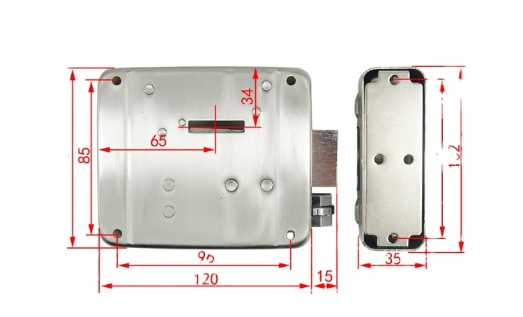 Double Cylinder electric rim lock  Iron Nickle-Plated High-Copy SS304 for access control system