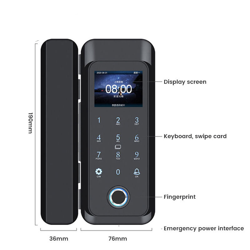 swing glass door digital keyless lock