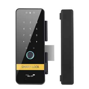 Intelligent Home Electronic Glass Door Lock Face ID Wifi Tuya App Fingerprint Password Digital Keypad Smart Door Lock